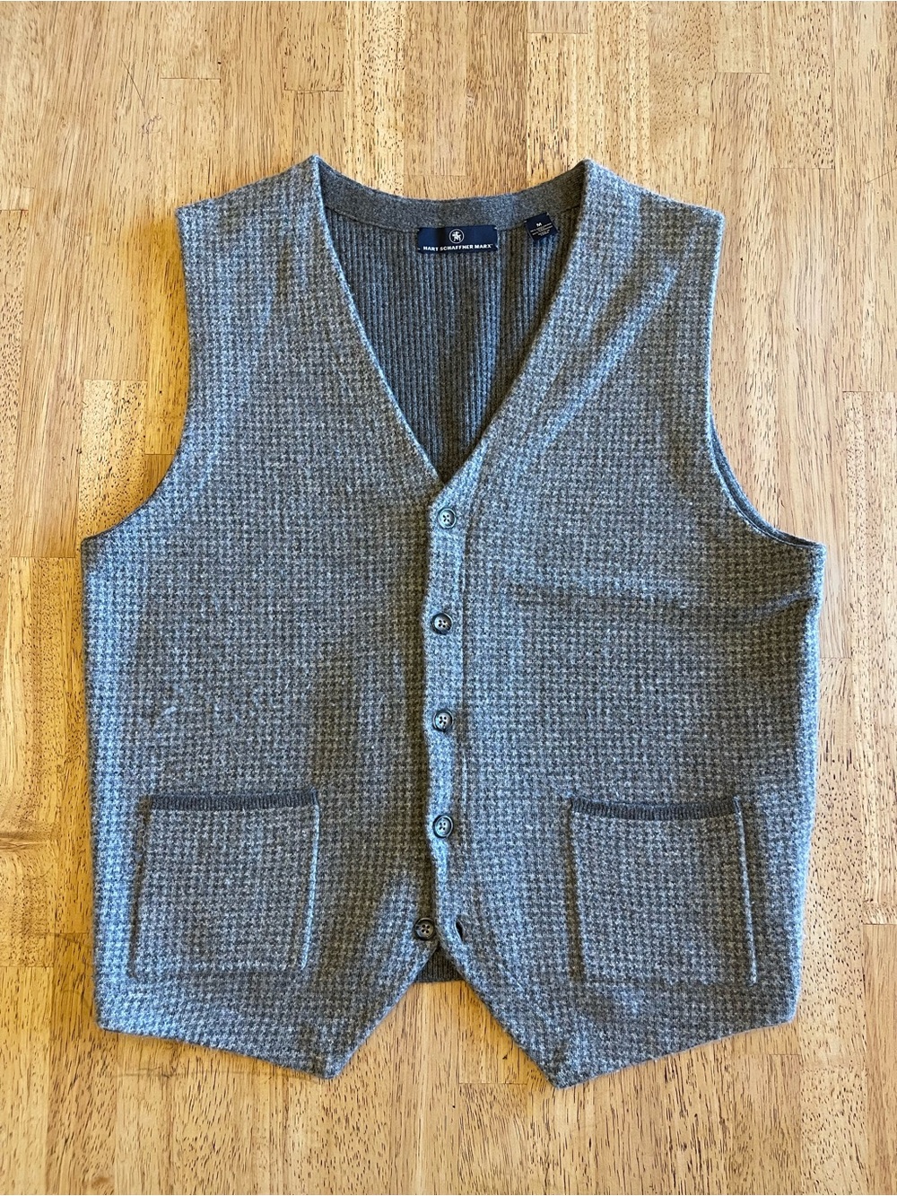 Hart Schaffner Marx Gray Textured Knit Button Vest